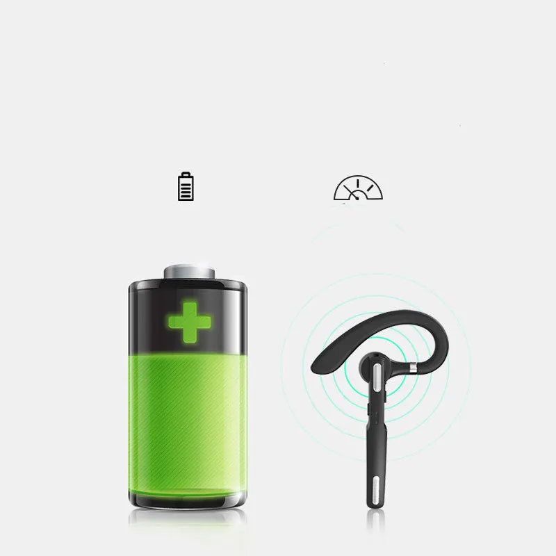 Black mono ear Bluetooth headset with a hanging ear hook design
