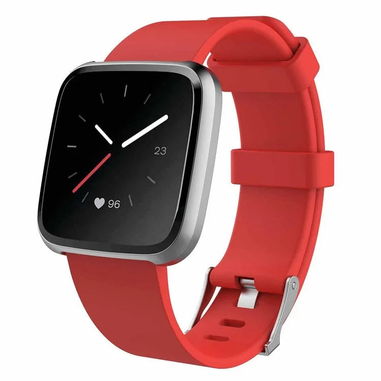 Fitbit Versa Lite replacement TPE wrist strap in multiple colours showing small and large sizes.