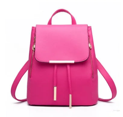 Korean style PU leather women's backpack, large square vertical section with tassel and magnetic buckle, available in 11 colours