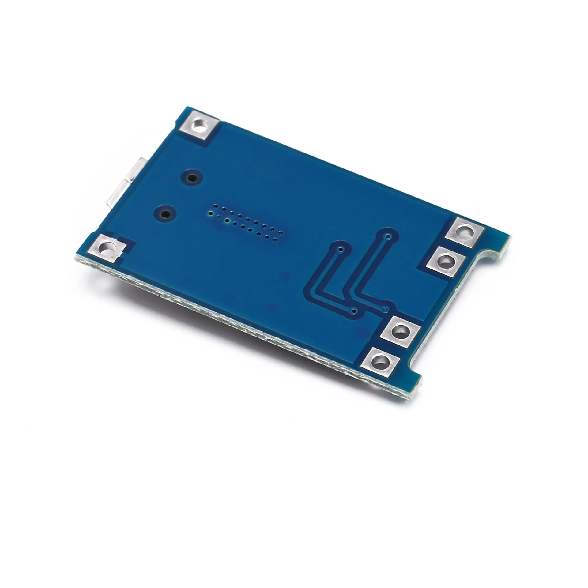 Blue lithium battery charging and protection integrated circuit board.