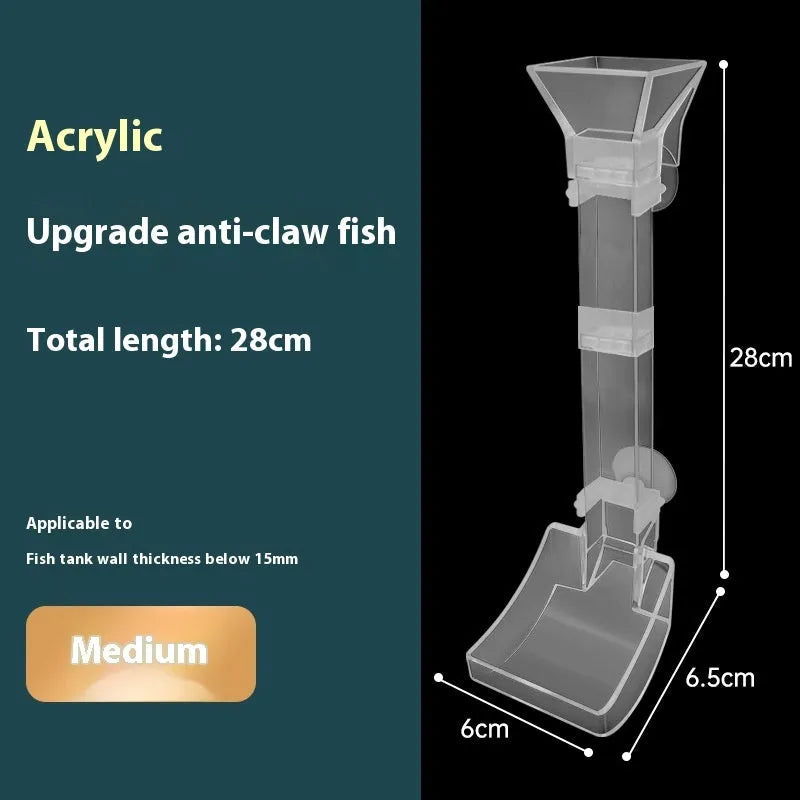 Plastic aquarium feeding tube set with cleaning brush and spoon in three sizes: 17cm, 28cm, and 38cm.