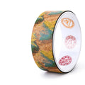 Cork yoga wheel 32cm diameter with natural cork surface and rubber edge, classic black colour