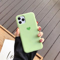Solid colour silicone phone case shown in dark green on iPhone