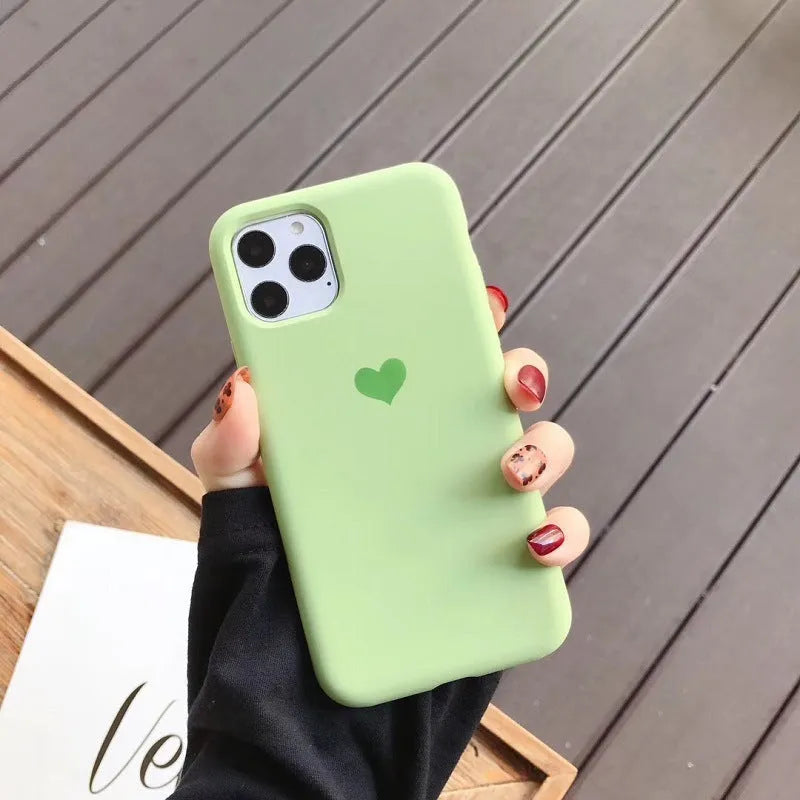 Solid colour silicone phone case shown in dark green on iPhone