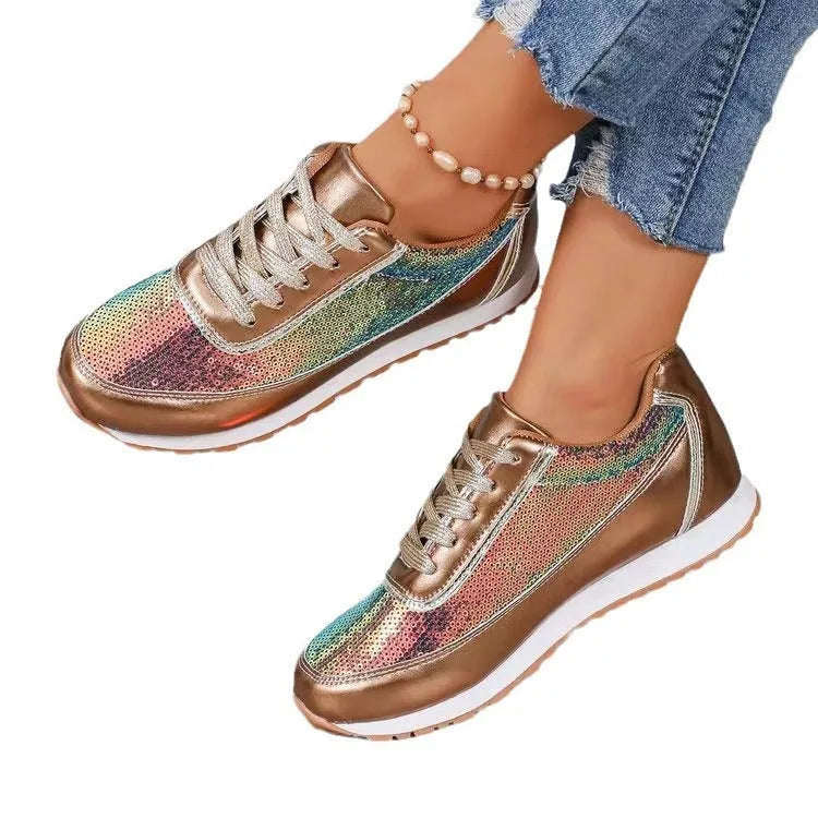 Women's thick-soled PU leather casual sneakers in square toe design available in multiple colours