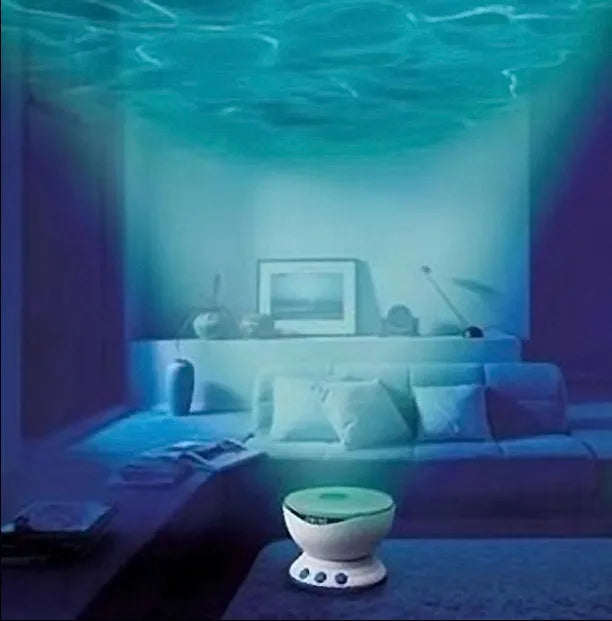 Blue ocean LED projection lamp for children's rooms with fixed installation
