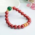 Emperor sandstone cinnabar bracelet with six-words proverb engraving showing 8mm bead diameter