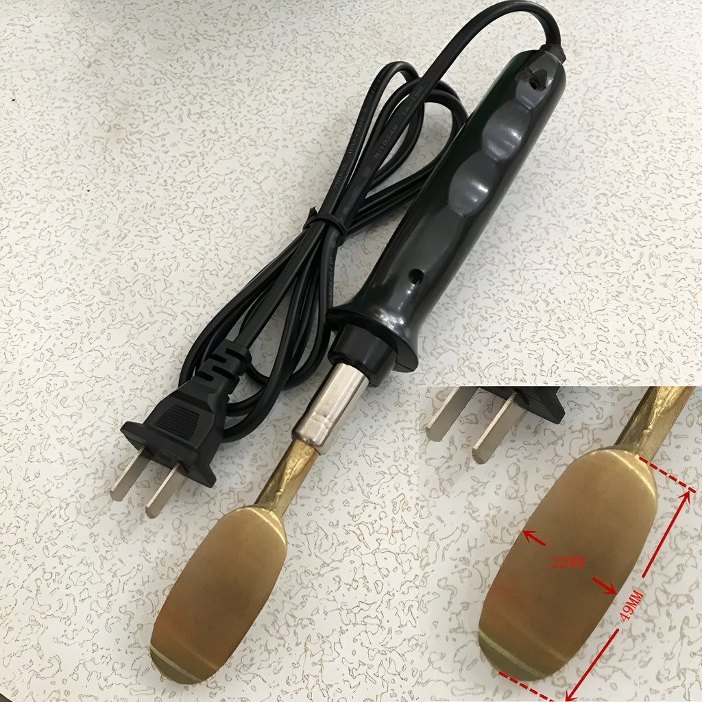 Black ABS wrinkle grinding and heating tool on a workbench