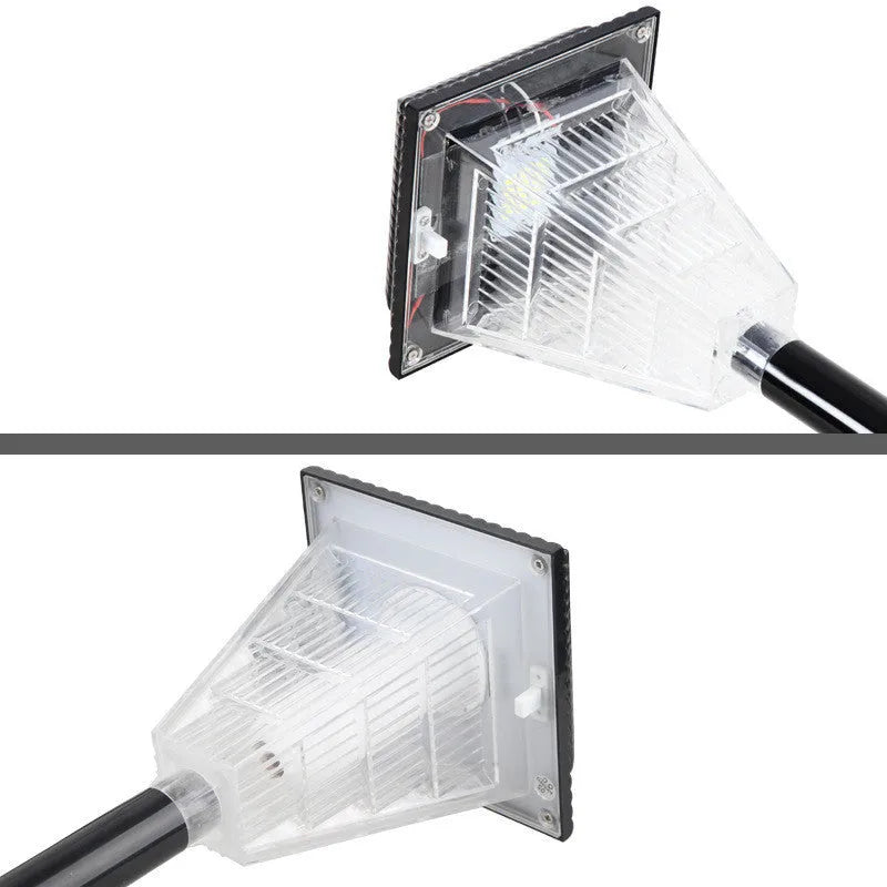 TS-S5103 solar garden light with 12 LED bulbs showing multiple colour options including white, green, red, and flame effects