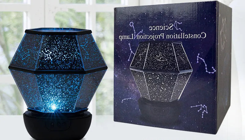 Children's rotating stars LED night light projecting coloured star patterns on wall