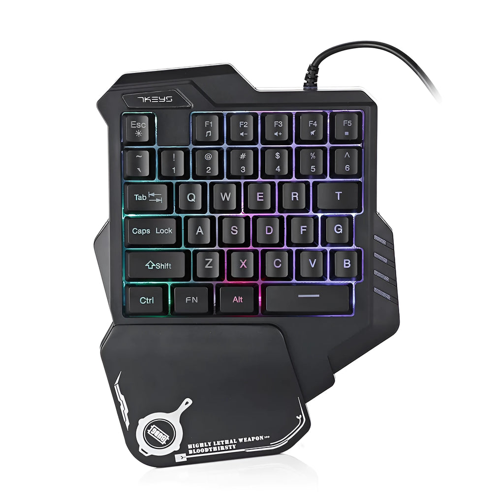One-handed mechanical gaming keyboard with RGB backlighting, 23x18.5x4cm plastic body, 415g, G30 model