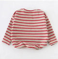Striped cotton long sleeve t-shirt for baby girls in black or red colours with size options from 80 to 104