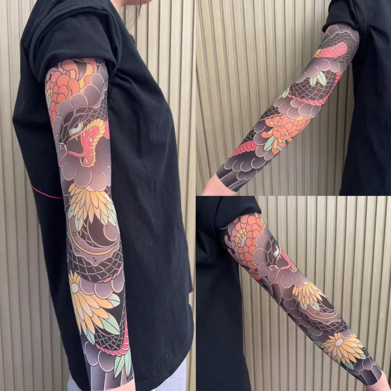 Unisex nylon sun protection ice sleeve with dragon pattern for outdoor sports