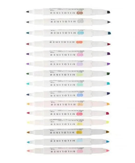 Set of 5 Zebra Mildliner double-sided highlighters in assorted soft colours