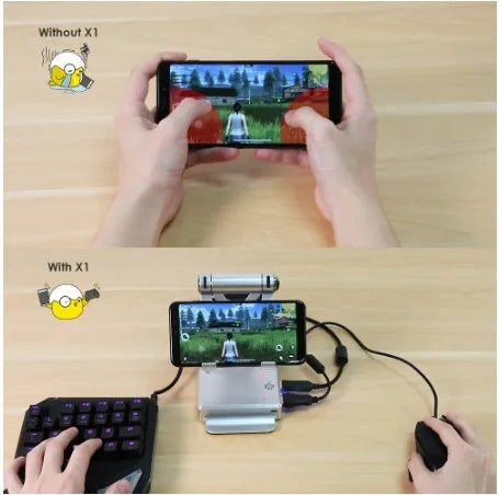 Gamesir X1 Eats the Throne mobile game controller adapter in gold or silvery finish