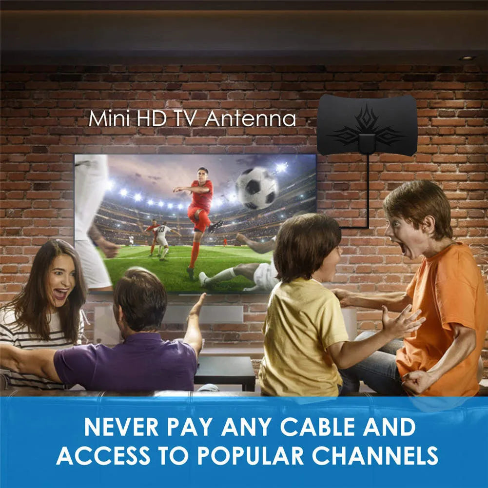 Black HDTV antenna with irregular flame pattern for indoor VHF UHF digital TV reception