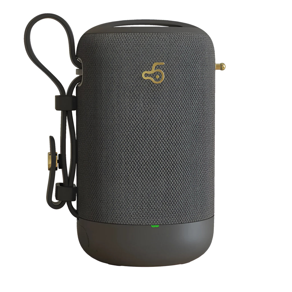 Wireless Bluetooth speaker with black waterproof mesh and leather shell for phone, computer, and car use