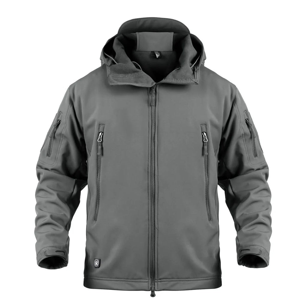 Military tactical jacket waterproof fleece lined cardigan in Khaki