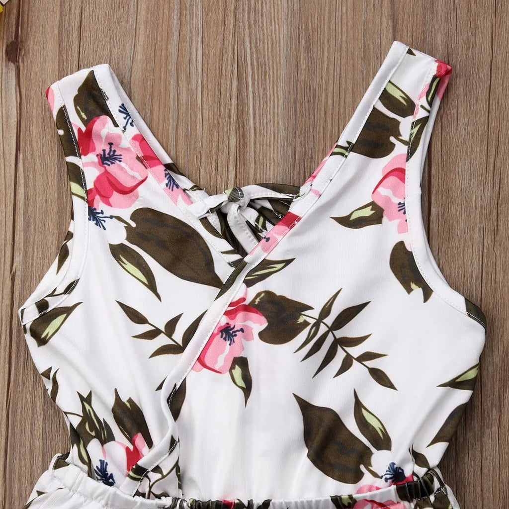 Cotton floral summer outfit for baby girl in white or yellow colour