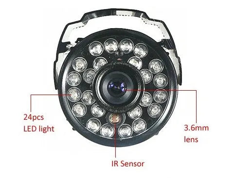 CMOS infrared night vision camera with 36 LEDs and 1000 TV lines resolution for security surveillance