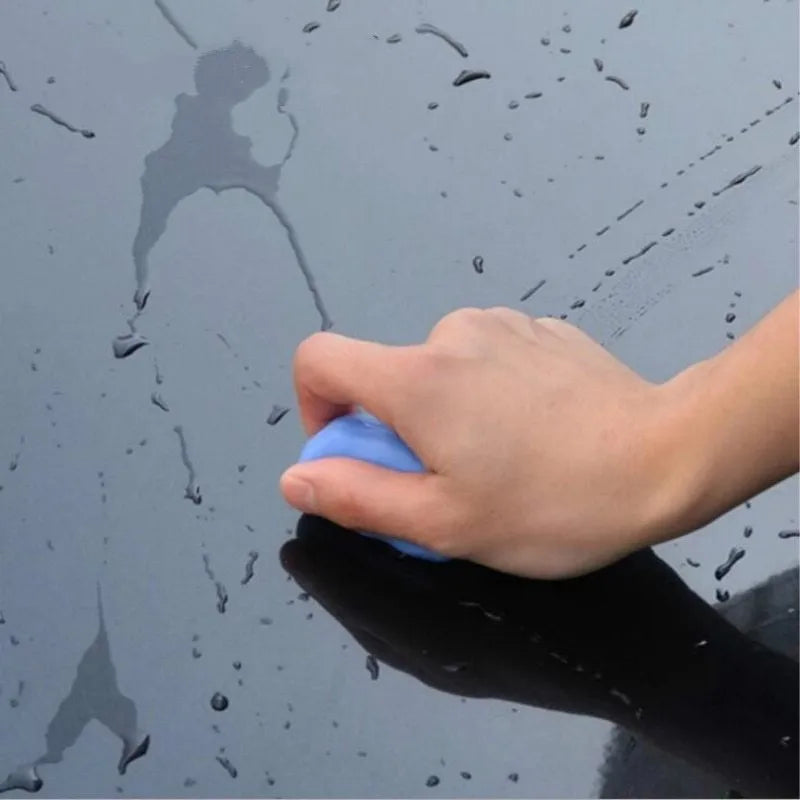 Dark blue Magic Clay car washing mud block with universal fit for paint decontamination