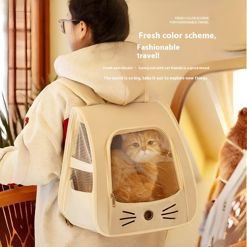 Foldable Oxford cloth pet carrier bag with animal pattern, 7.50kg capacity, in beige colour