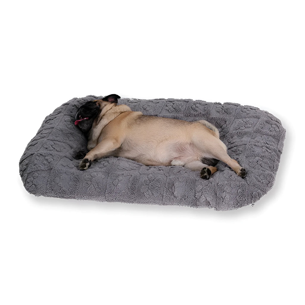 Flannel pet bed soft plush sofa in grey with thick cushion for dogs and cats