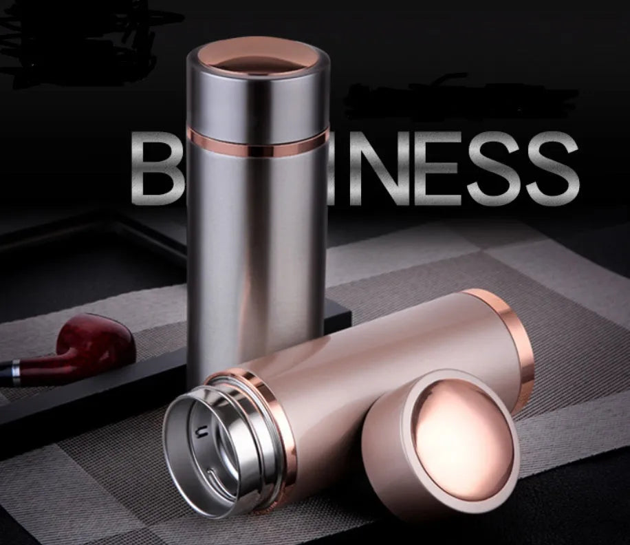 Gold 380ml stainless steel vacuum insulated thermo mug with straight cup design