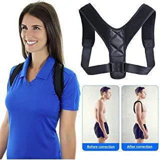 Humpback correction belt in black with magnet, made from breathable sponge and diving cloth