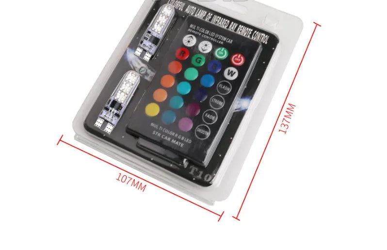 T10 5050-6SMD RGB LED bulb 10x34mm silicone housing with remote control for car licence plate light