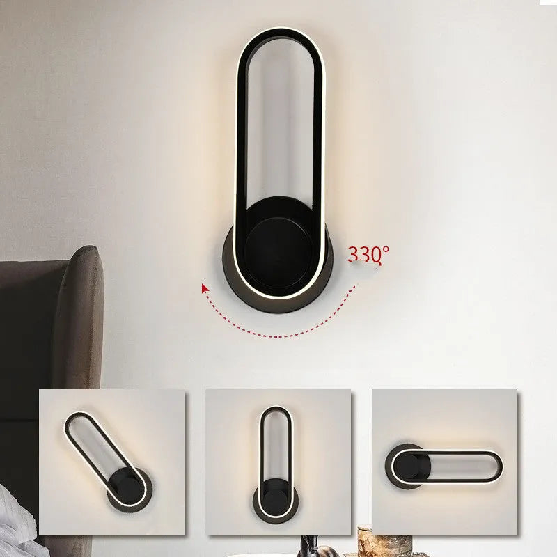 Rotatable acrylic LED wall lamp with metal iron body, 12 x 30 cm, E27 cap, black or white