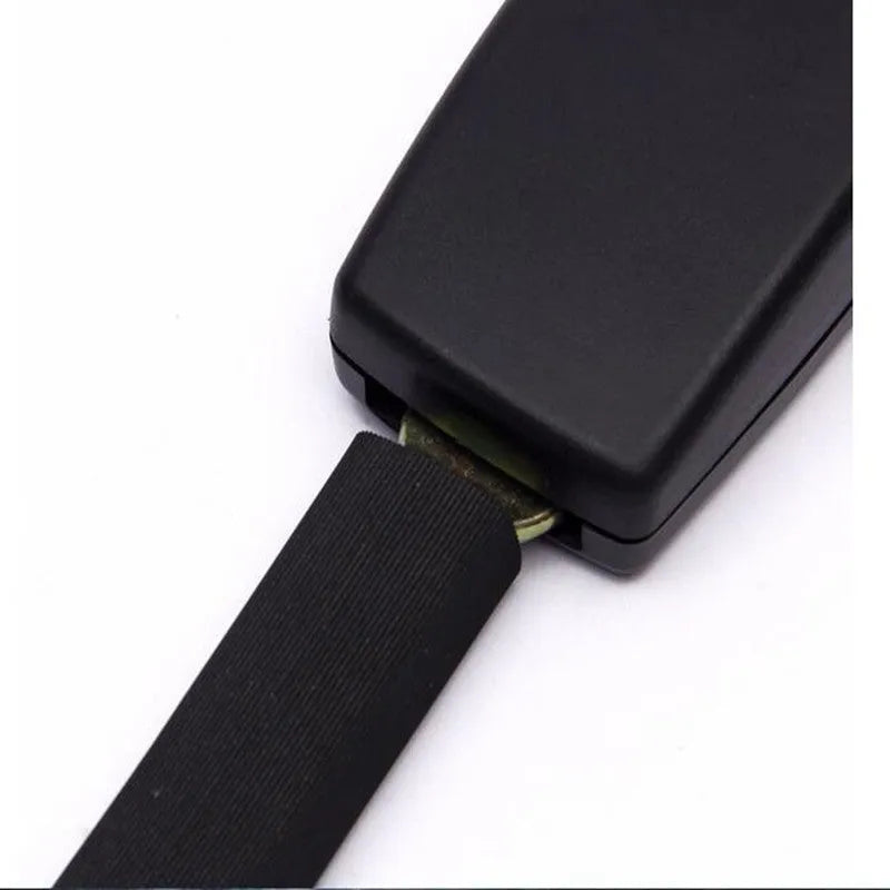 Black car seat belt extender 250mm length model 805 with polyester webbing and steel buckle