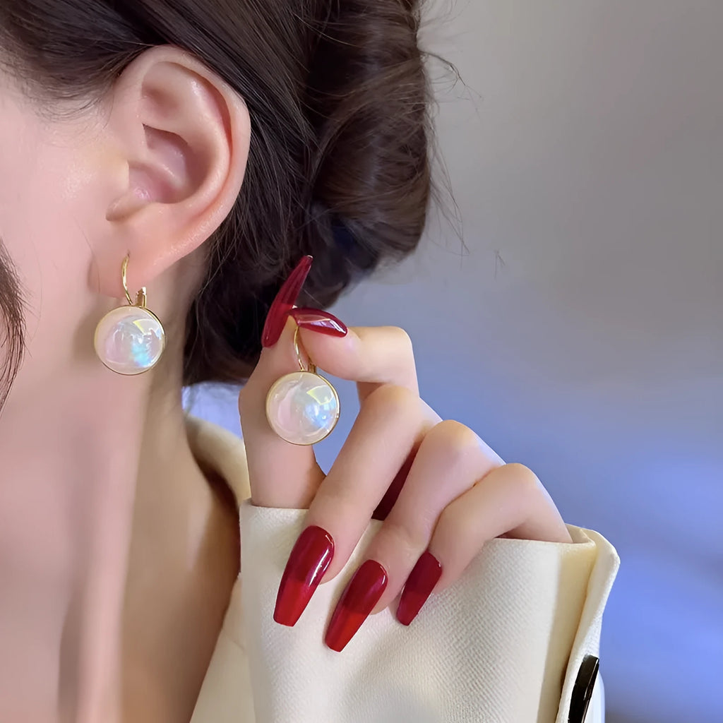 Women's geometric mermaid electroplated metal ear clip earrings with anti-lost design