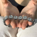 Hip-hop unisex full diamond geometric alloy bracelet in 18CM size on white background