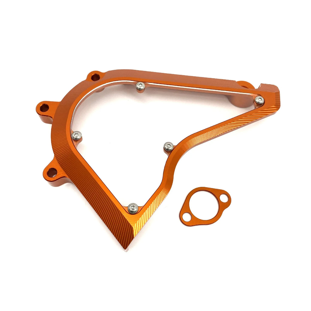 KTM Duke motorcycle chain front gear cover replacement in black or orange for 2017-2020 models