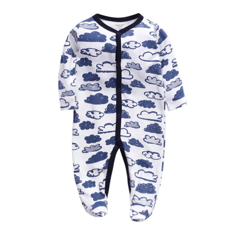 Cotton one-piece baby romper with dinosaur print for infants 3-12 months