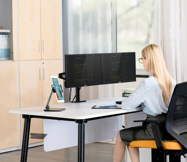 Folding aluminium desktop phone and tablet stand with 360-degree rotation