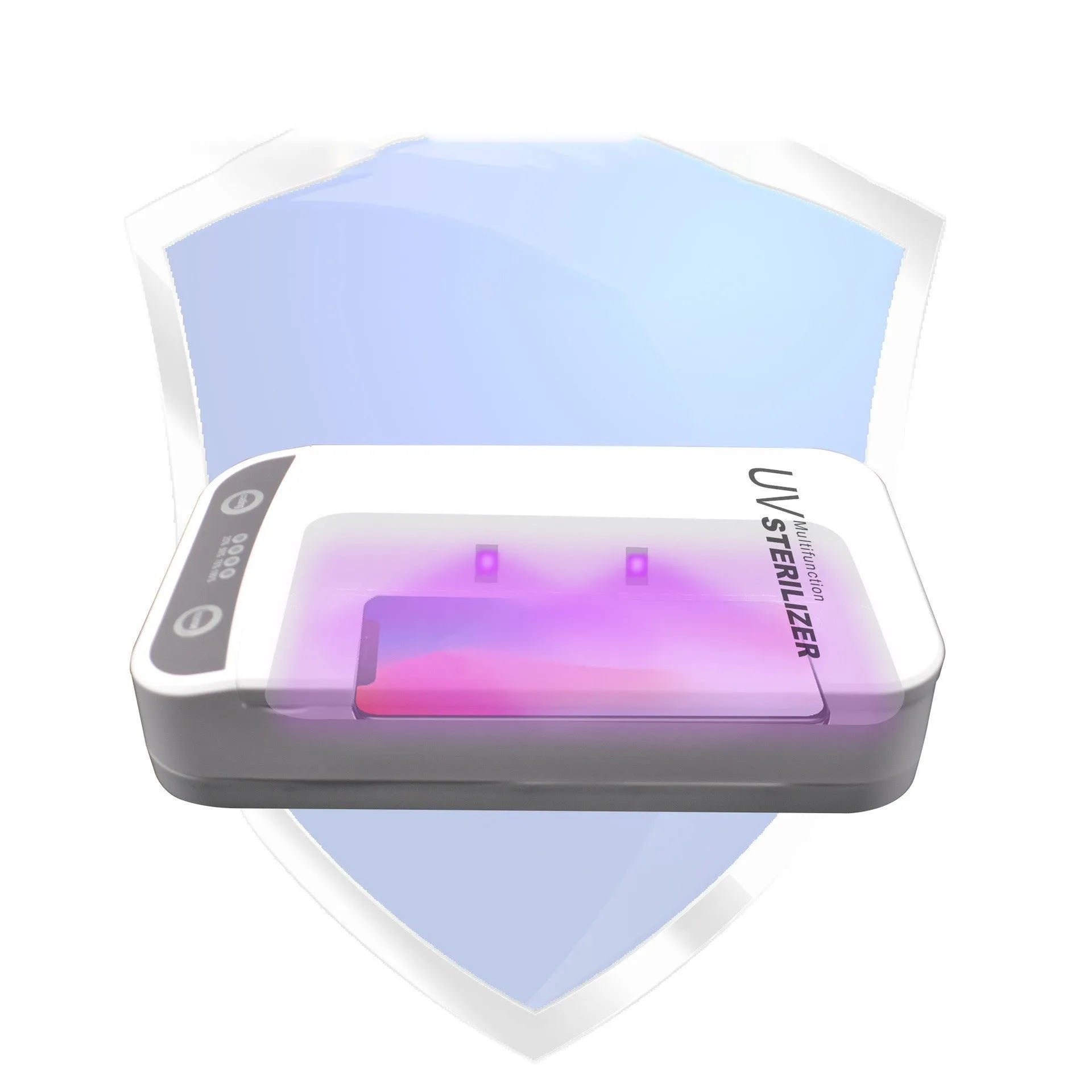 UV disinfection box for mobile phones with four UV-C lamps, dimensions 218x123x53mm