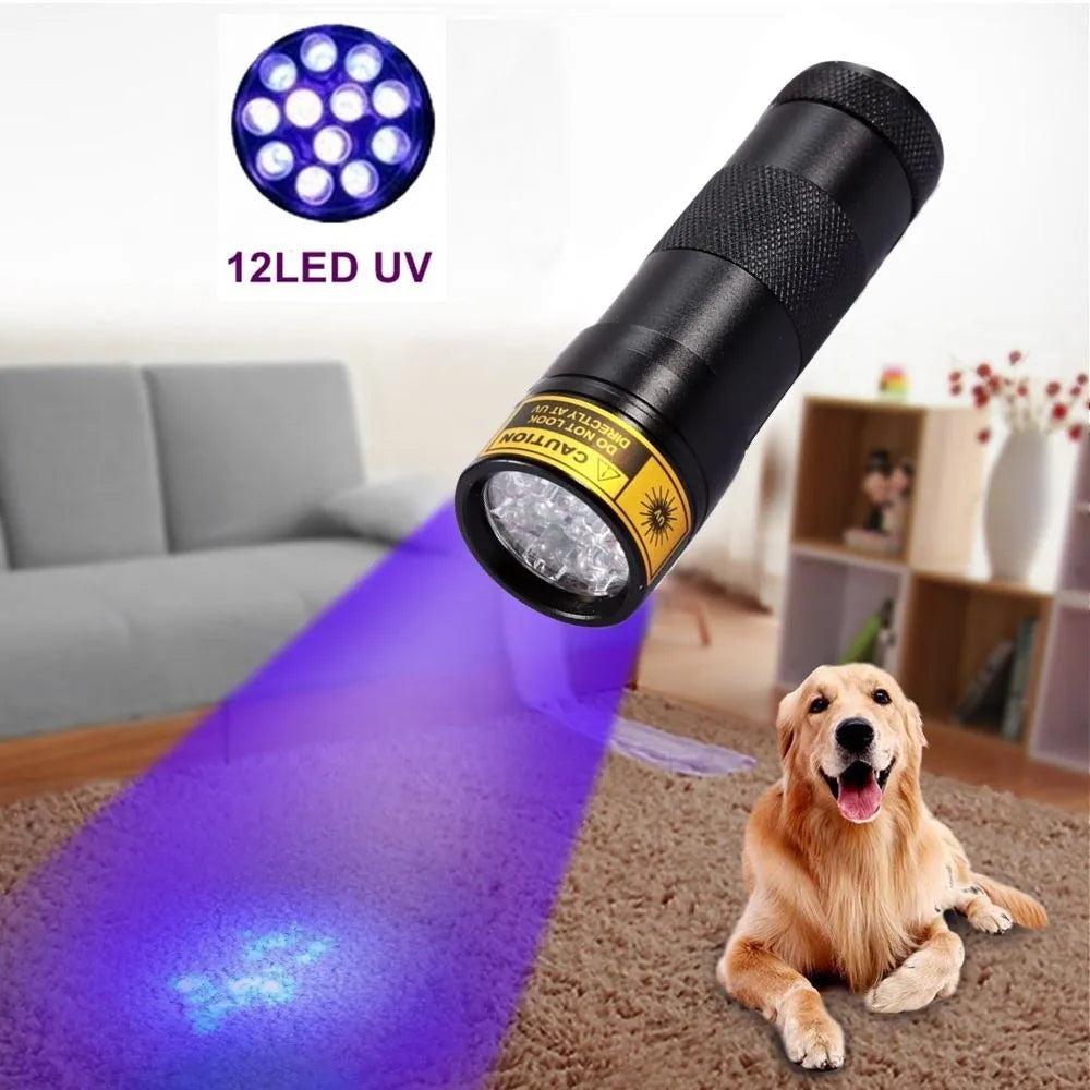 21 LED UV flashlight with violet light in silver aluminium alloy body