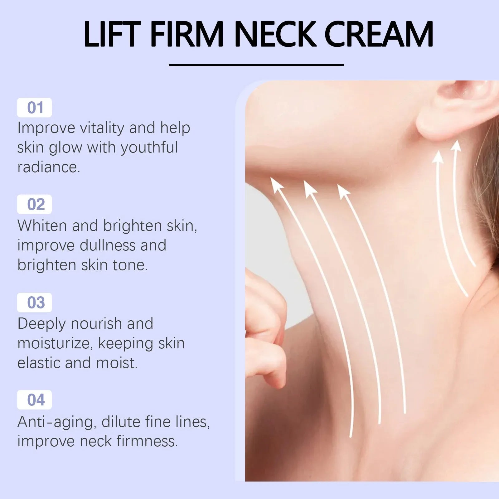Jar of neck skin cream for moisturising and firming, net weight 50g.