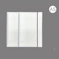 A4 hard cover notebook with PP material showing horizontal grid, horizontal line and lattice ruling options