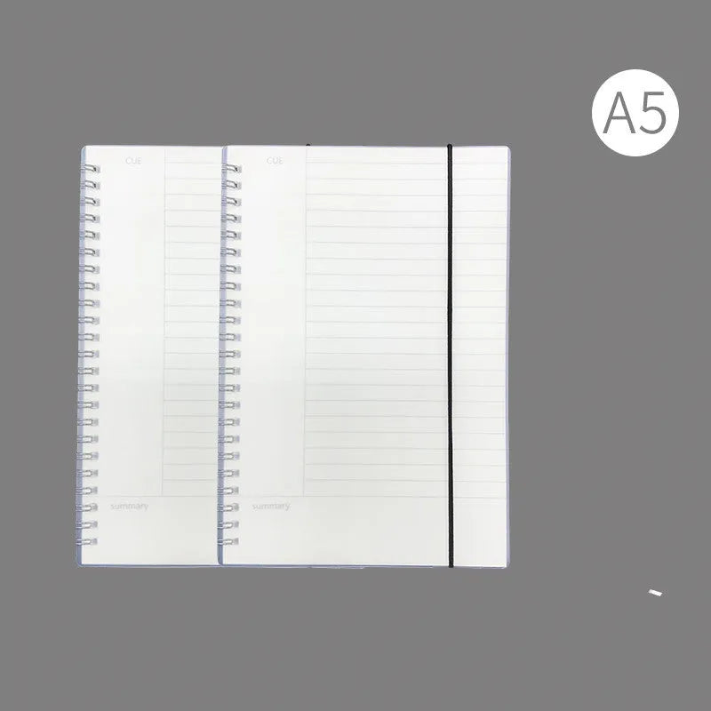 A4 hard cover notebook with PP material showing horizontal grid, horizontal line and lattice ruling options