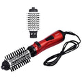 Red 2 in 1 hair dryer rotary brush styling tool with 3-speed control and 360-degree plug