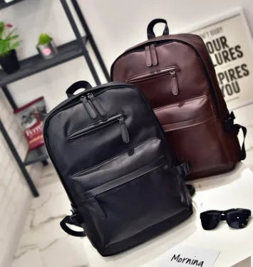 PU men's shoulder bag casual square vertical section double strap soft handle black