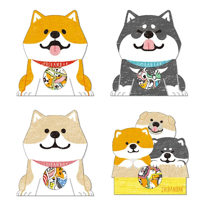 Dog decorative sticker pack showing 10 irregular shaped designs in black, light brown and orange colours for scrapbooking