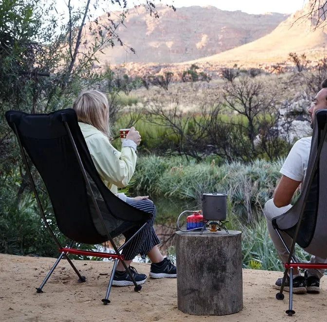 Portable ultralight camping chair with aluminium alloy frame folded for travel