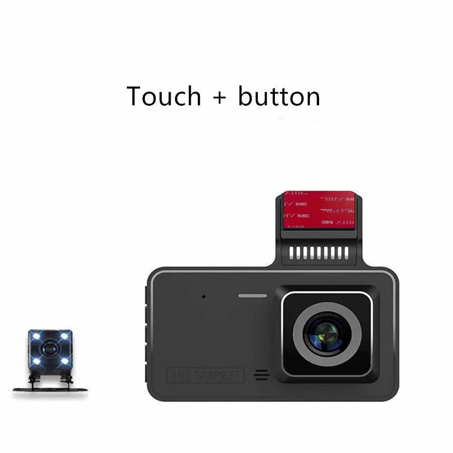4-inch touch screen adhesive dashcam with dual lens for car security