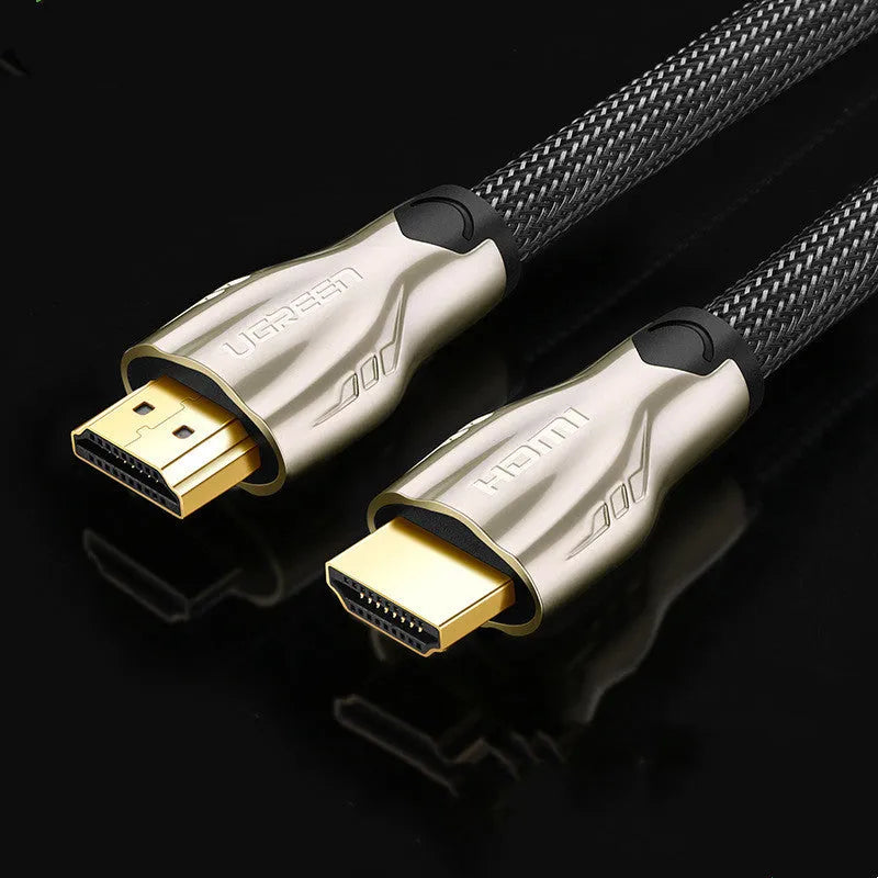 5-metre long black HDMI cable with gold-plated connectors on a white background.
