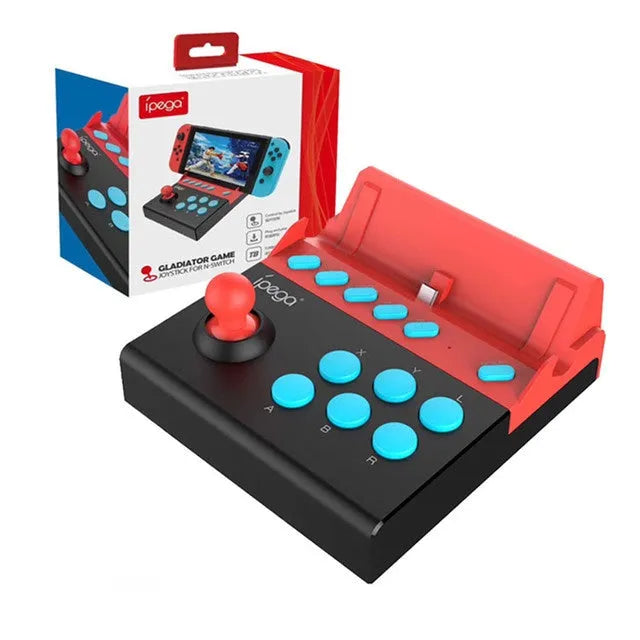 Fighting stick gaming controller for Nintendo Switch, red blue black, USB-C, 128x139x50mm