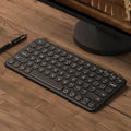 Ultra-thin wireless keyboard and mouse set in white with USB receiver and keyboard film.